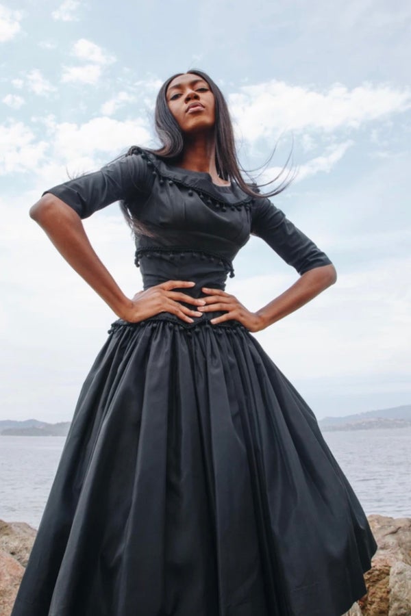 Black sales taffeta gown