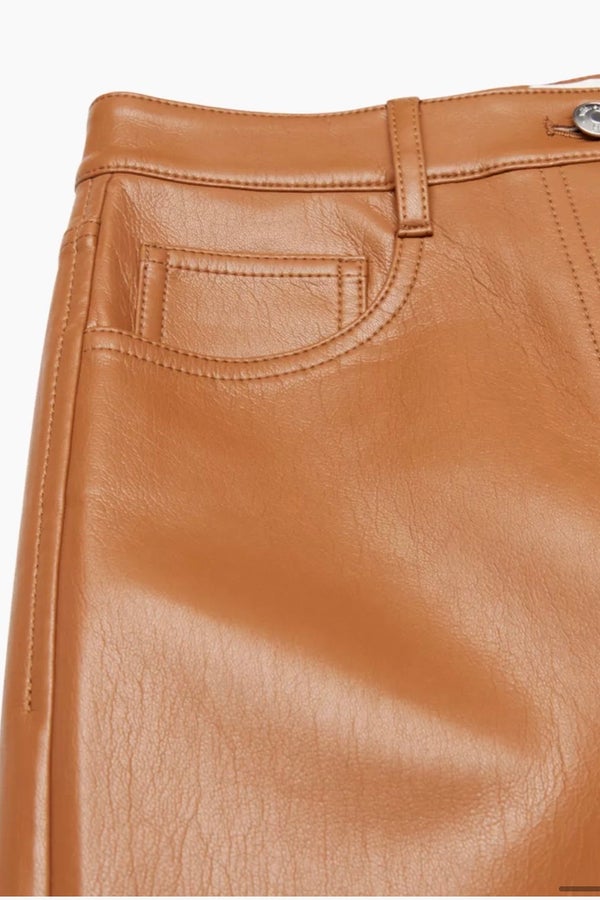 NWT-Wilfred by Aritzia The Melina Pant Vegan Leather Patina Brown 16