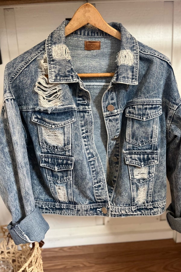 Distressed Denim Jacket | Nuuly Thrift