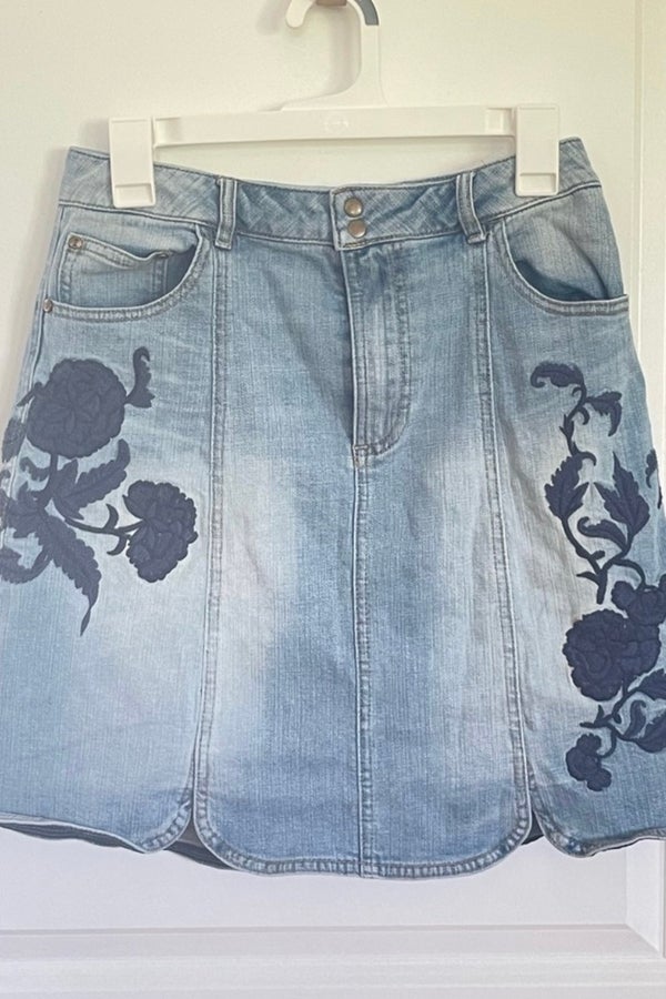 Pilcro Pleated Denim Mini Skirt