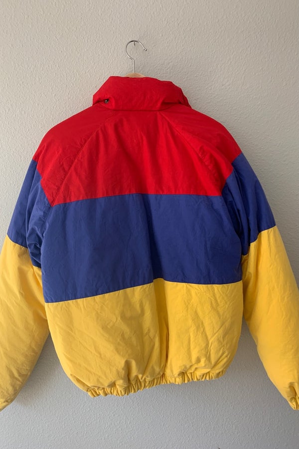 Retro Jacket Puffer Full Zip 90's ColorBlock Coat
