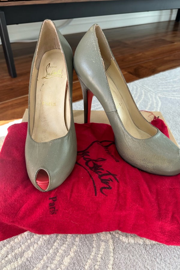 Grey louboutin cheap heels