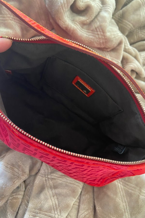 Authentic FENDI Zucchino Canvas Red Shoulder bag