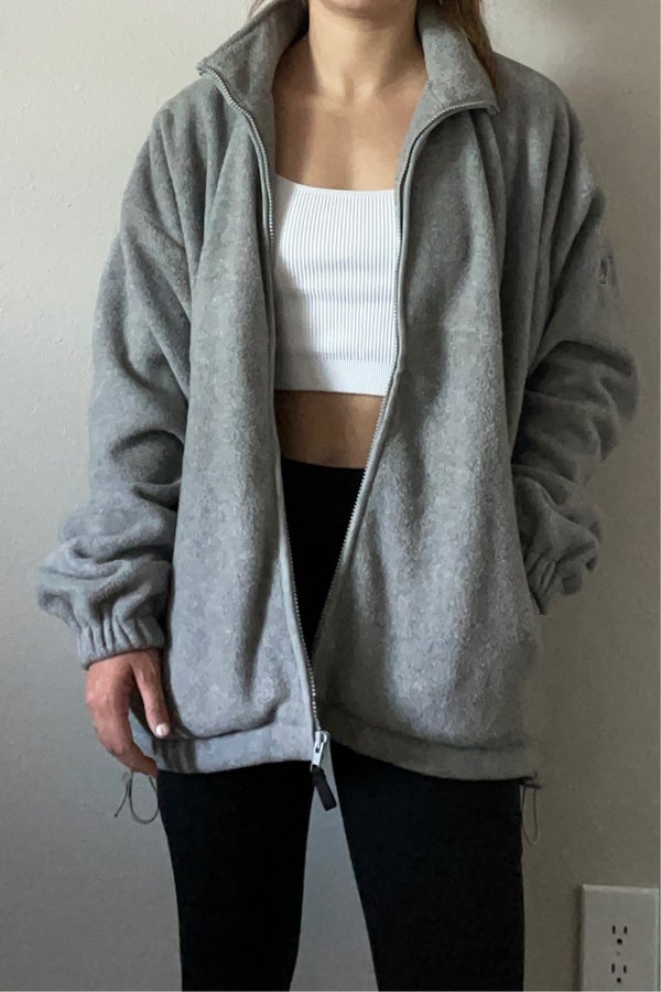 Grey Oversized Fleece Zip Up Jacket | Nuuly Thrift