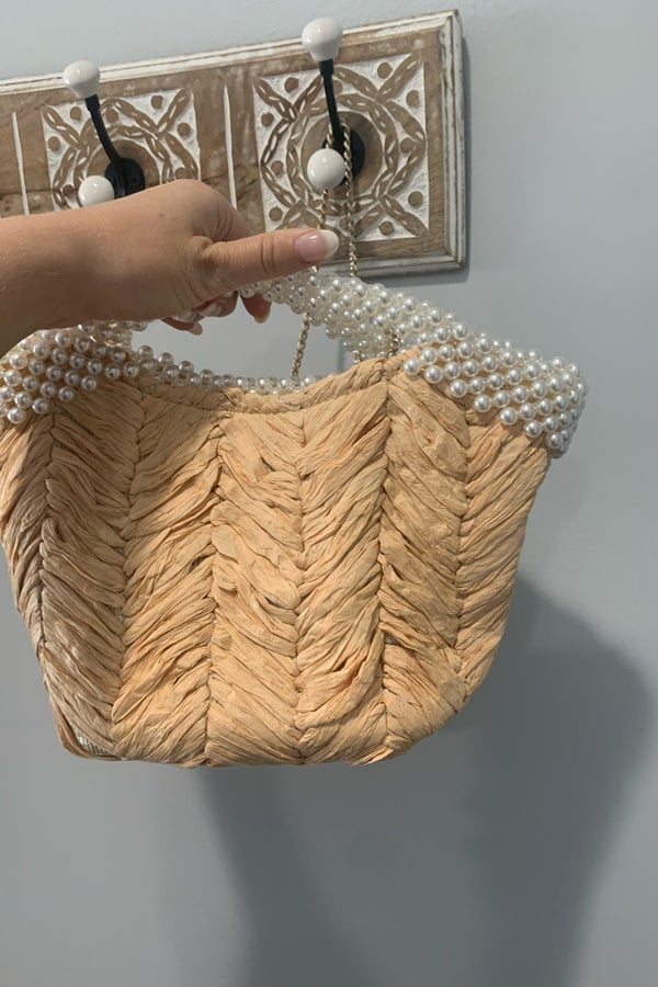 Zara Pearl Detail Basket Bag