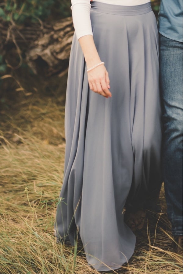 Dusty blue shop chiffon maxi skirt