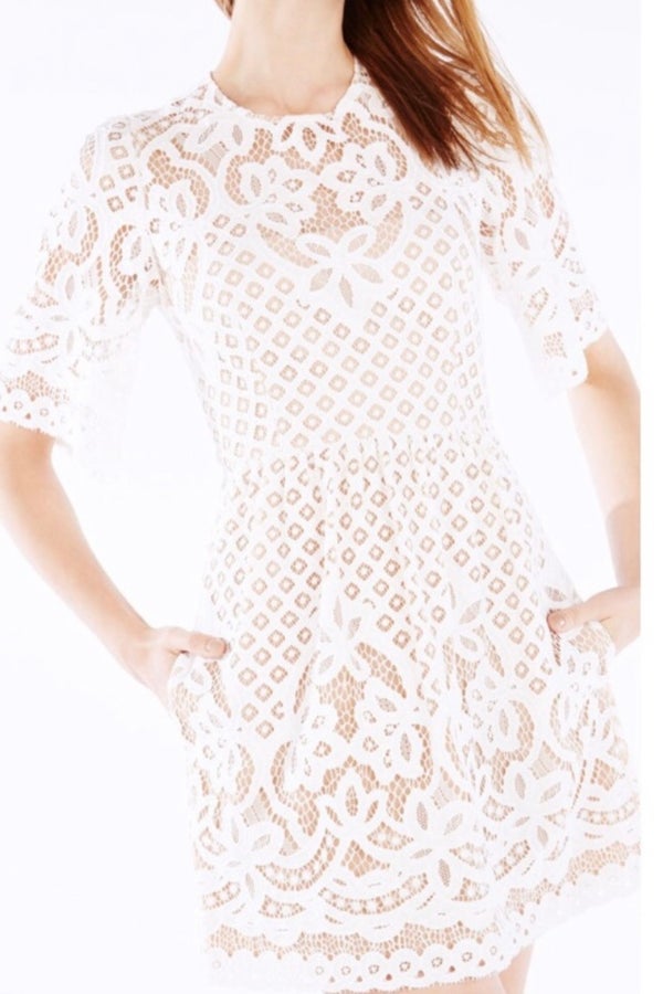 BCBGMAXAZRIA Jillyan White Lace Dress Nuuly Thrift