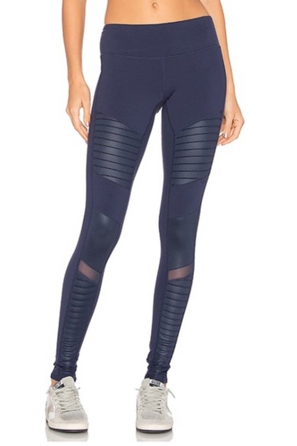 ALO YOGA Rich Navy Ripped Warrior High Waisted Leggings Size XS