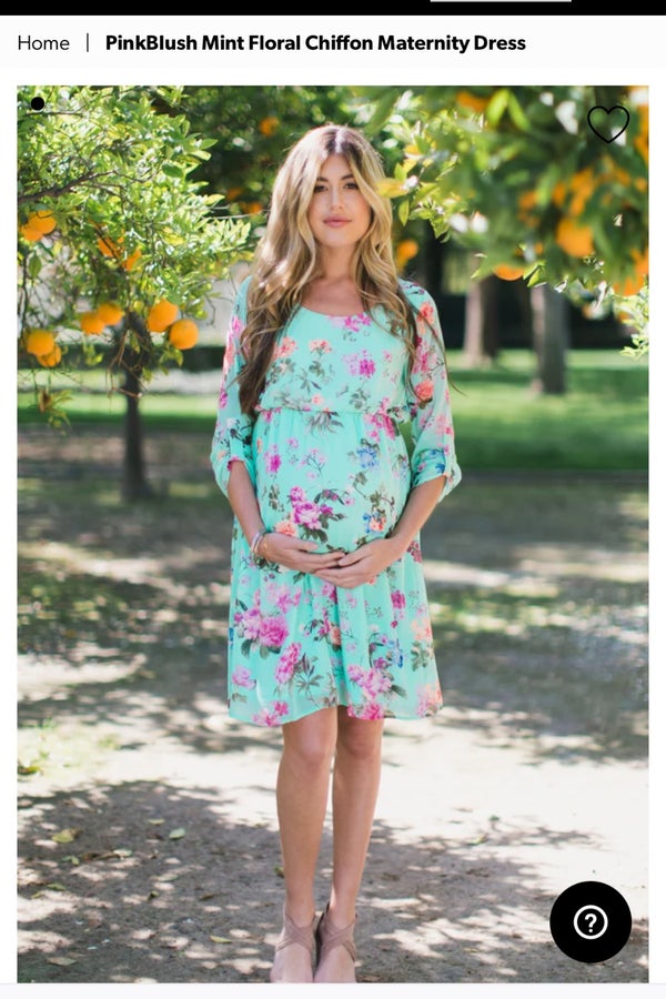 PinkBlush Mint floral chiffon Maternity Dress