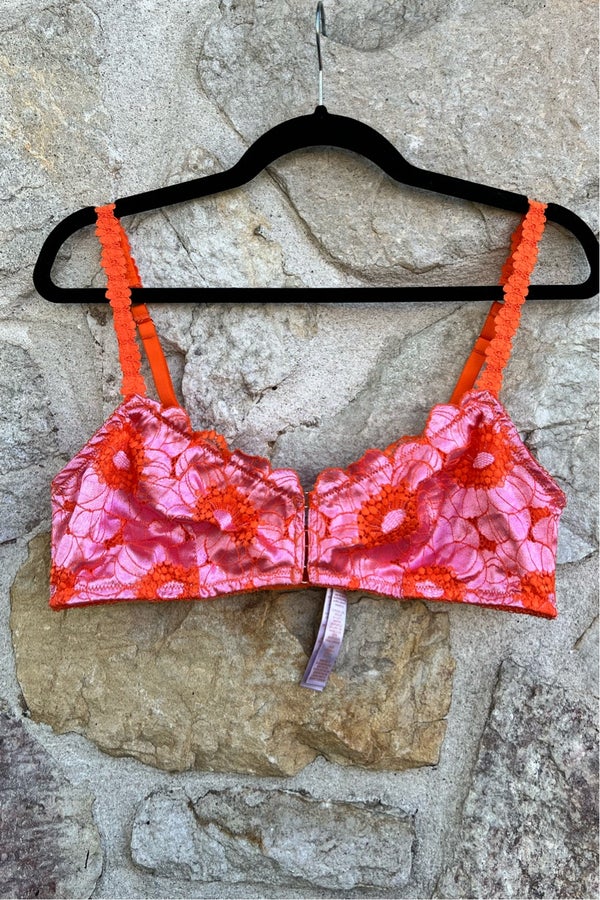 Savage X FENTY Orange And Pink Lace Bra M/L No size label