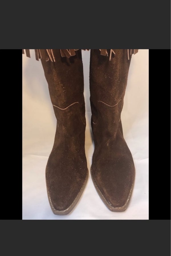 Vintage slouchy suede fringe boots 