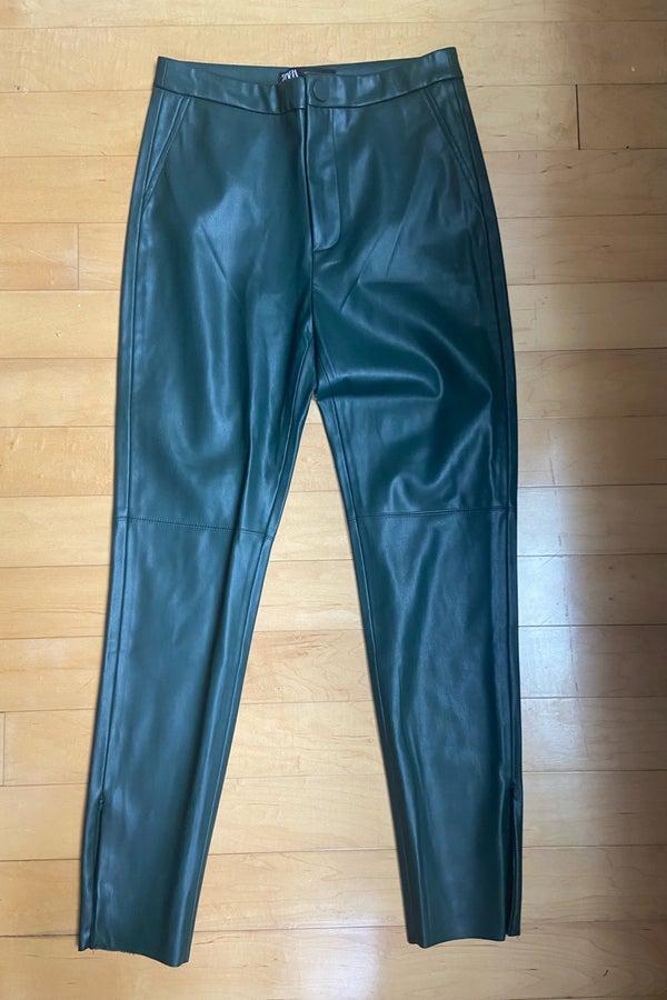 Zara Dark Green Leather Pants