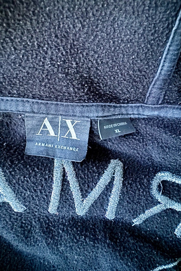 Armani Exchange Black hoodie silver embroidery o Nuuly Thrift