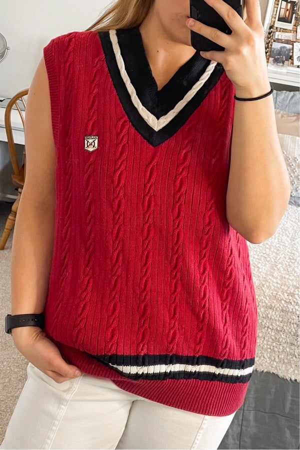 Vintage Tommy Hilfiger Red Nautical Sweater Vest | Thrift