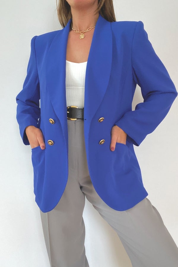 Vintage Oversized Electric Blue Blazer 