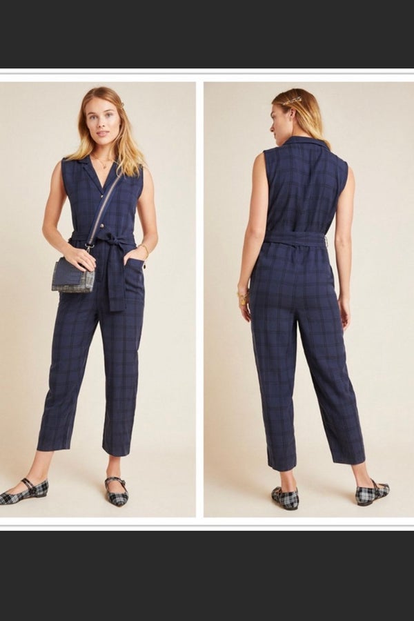 anthropologie plaid jumpsuit