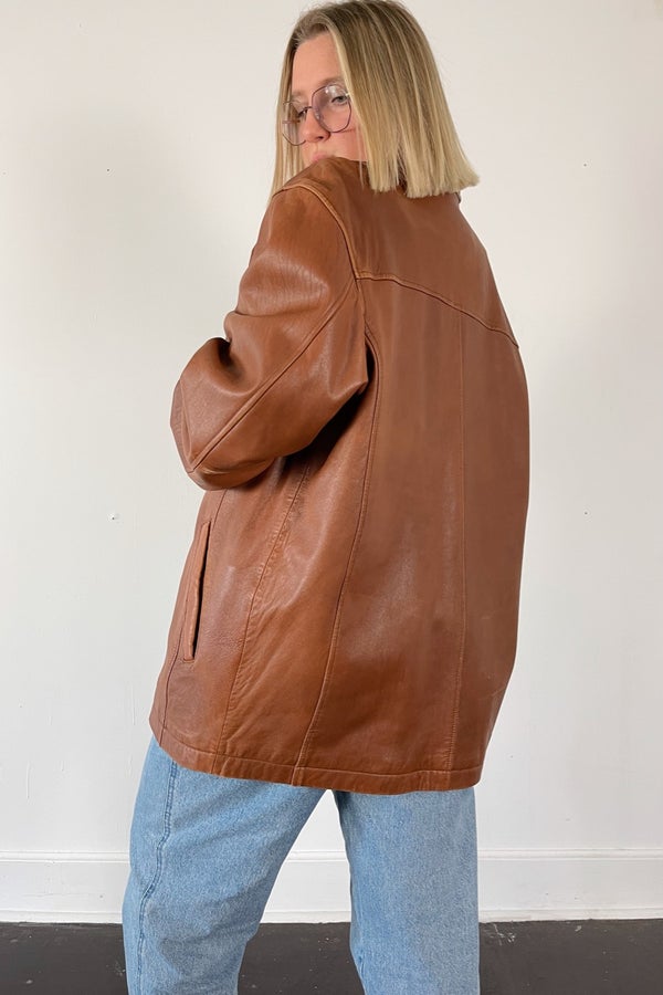 90's Zip Up Leather Jacket | Nuuly Thrift