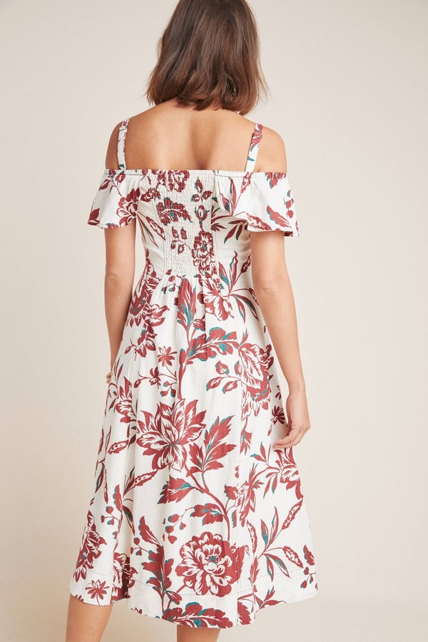 Floral midi dress with off the shoulder ruffle and | Nuuly Thrift