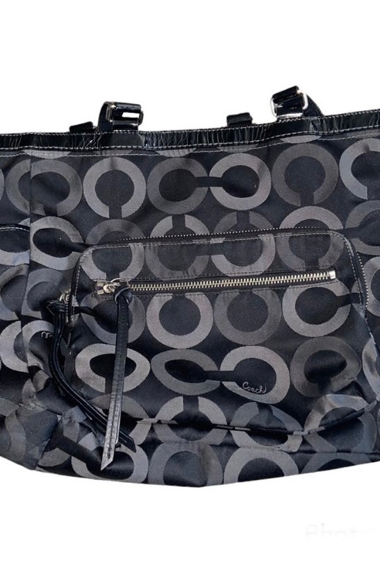 Coach Signature Black and Gray Art Diaper Baby Bag | Nuuly Thrift