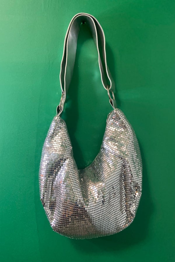 Women's Y2K Sparkly Silver Hobo Bag