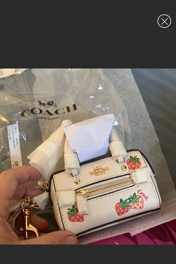 COACH Mini Rowan Satchel Bag Charm With Dandelion Floral Print