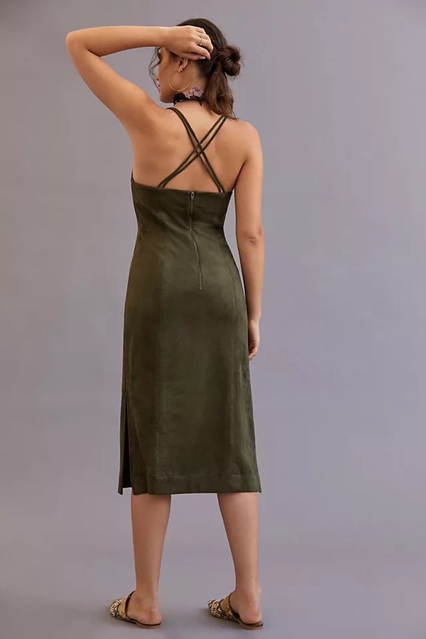 Dark green deals suede dress