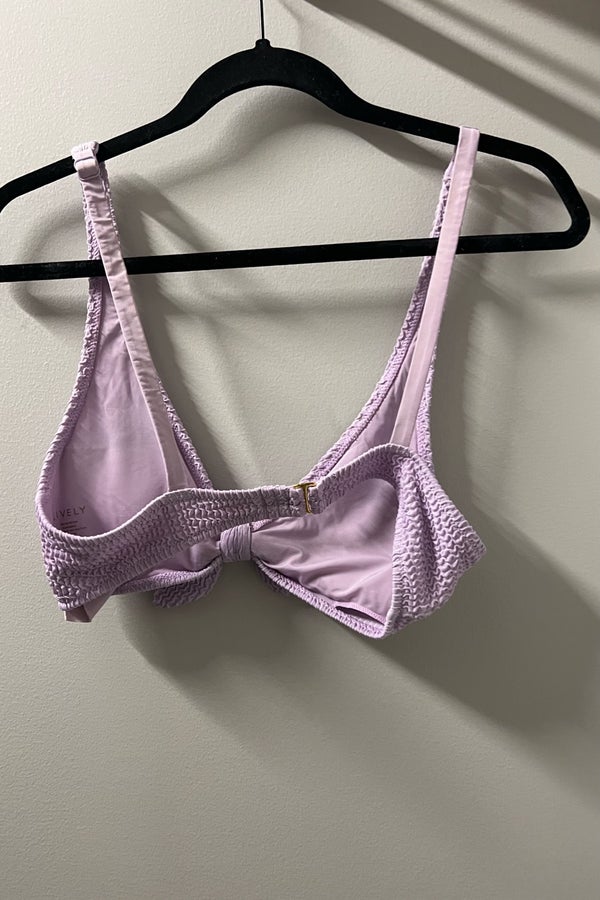 The Swim Ruched Plunge Bralette: Lilac