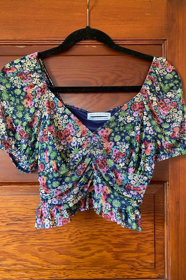 Urban Outfitters Floral Mesh Crop | Nuuly Thrift