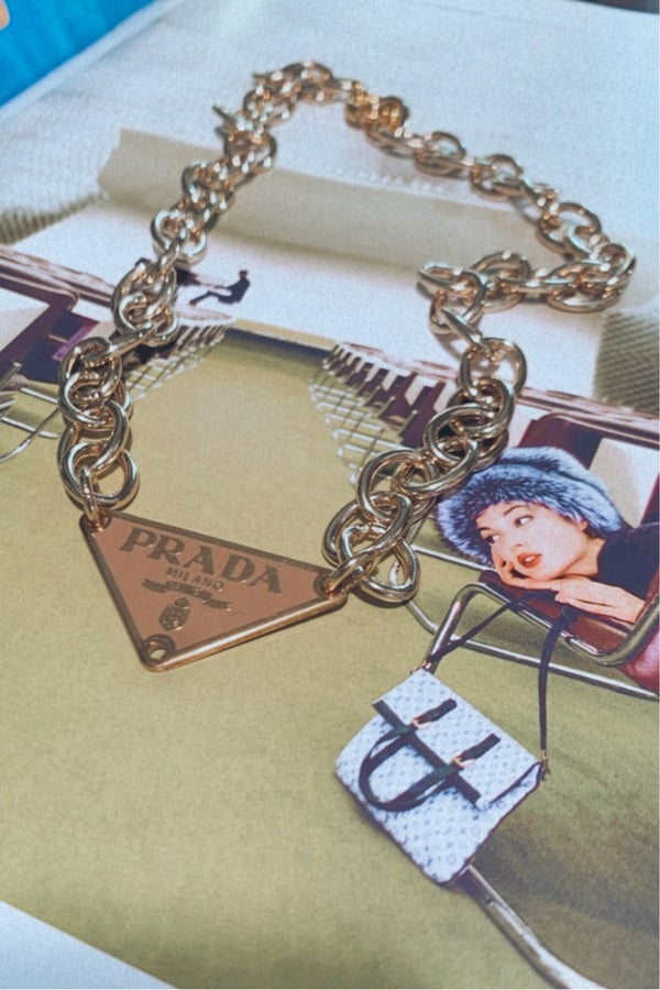 Prada Badge Necklaces - Black, White, Pink - Designer Button Jewelry
