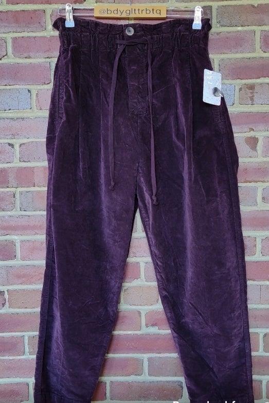 High Waisted Plum Corduroy Pants 