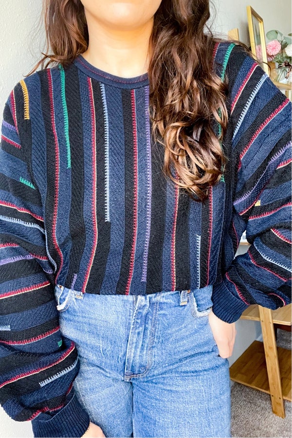 Vintage sweater grandpa 80s multicolor 