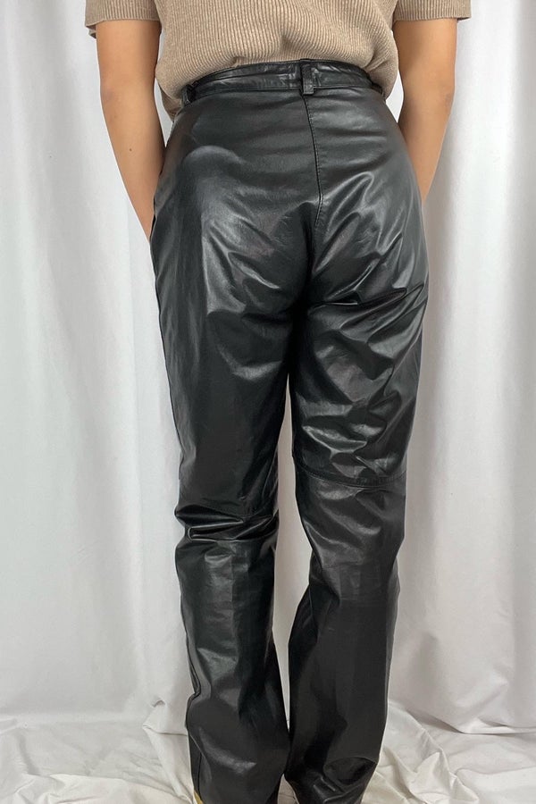 Vintage Berman's black leather pants sz 25