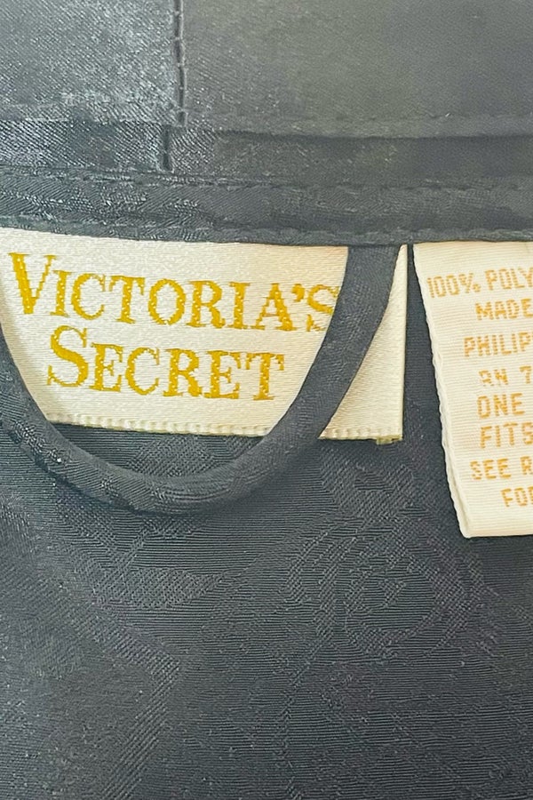 Vintage Victoria’s Secret Gold Label Wrap Tie Kimono Robe- Black One Size