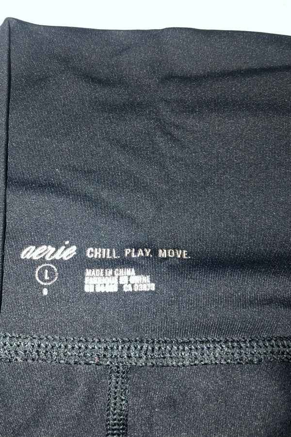 Aerie Chill Play Move Black Mesh Sided Leggings