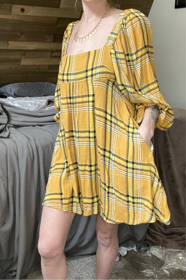 Urban outfitters yellow top plaid dress