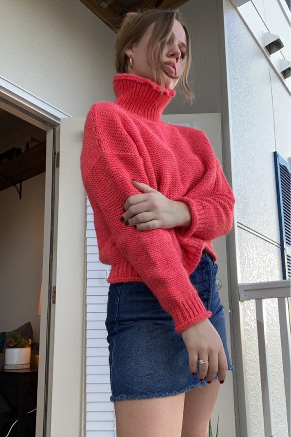 hot pink/coral cropped sweater by 