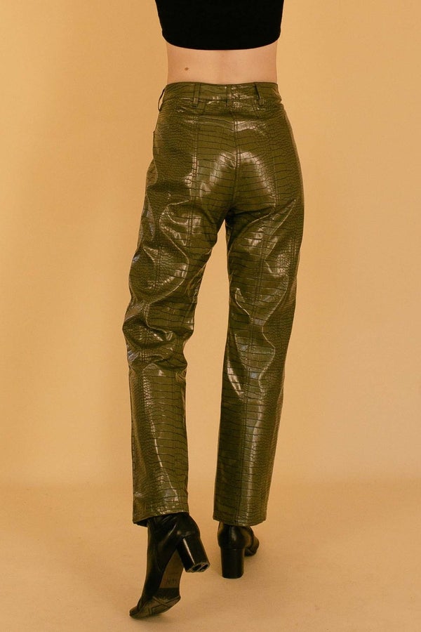 Saks Potts Latin Pants in Army Green Croc Vinyl | Nuuly Thrift