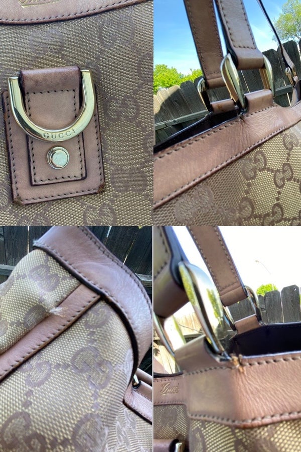 Gucci, Bags, Authantic Gg Canvas Nd Leather Gucci Tote