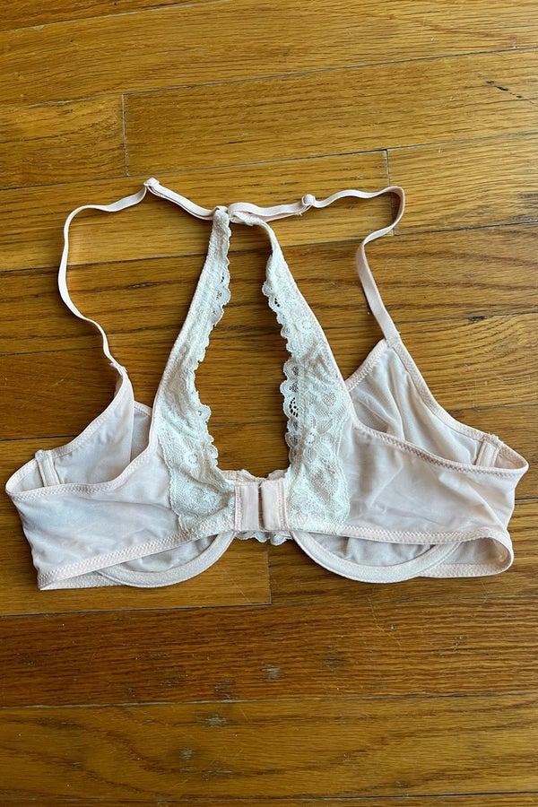 Aerie Happy Unlimited Lace Trim Sheer Racerback Br