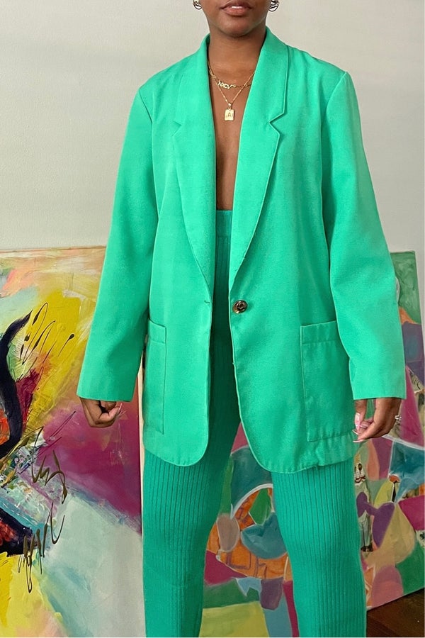 Emerald green blazer on sale womens