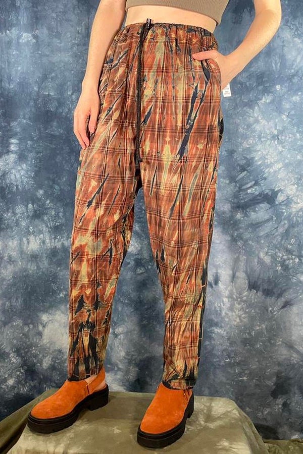 NWT Skidz bleach dye plaid easy pants | Nuuly Thrift