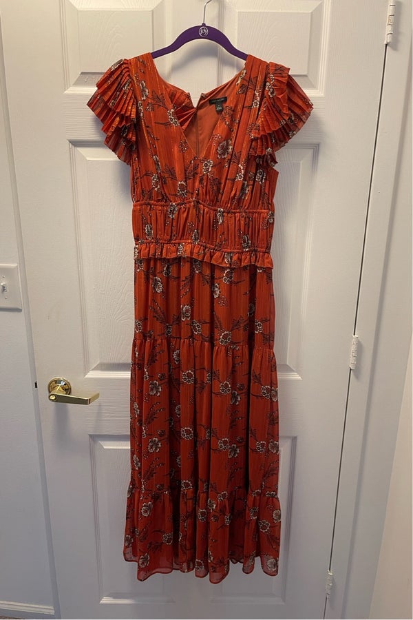 Ann Taylor Loft dark orange women's maxi dress wed