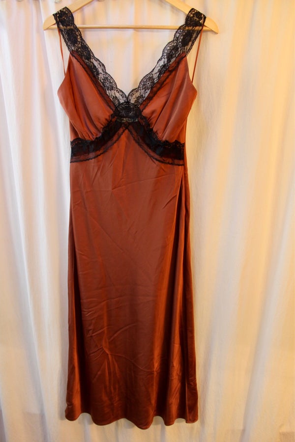 Abercrombie midi lace inset satin slip dress Nuuly Thrift