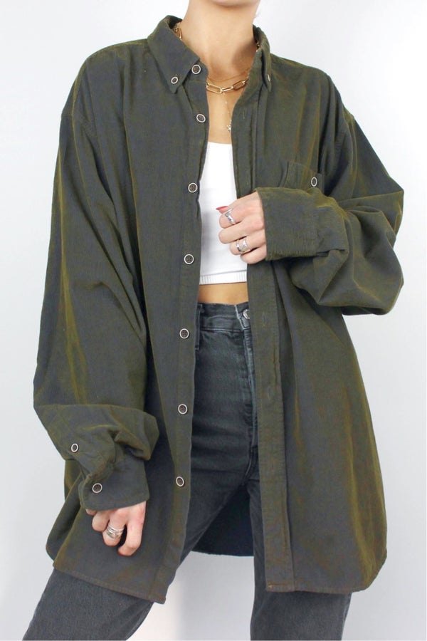 90s Vintage Iridescent Corduroy Shirt Jacket Green | Nuuly Thrift