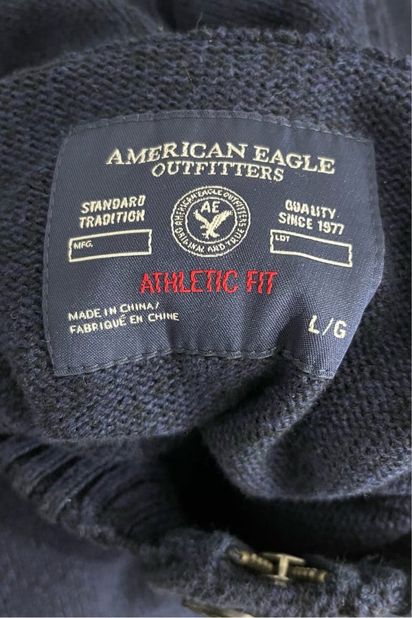 AMERICAN EAGLE Mens Navy Blue Mock Neck 3 Button C | Nuuly Thrift