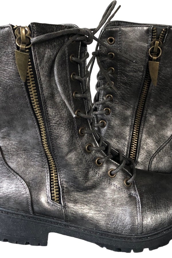 Metallic on sale combat boots