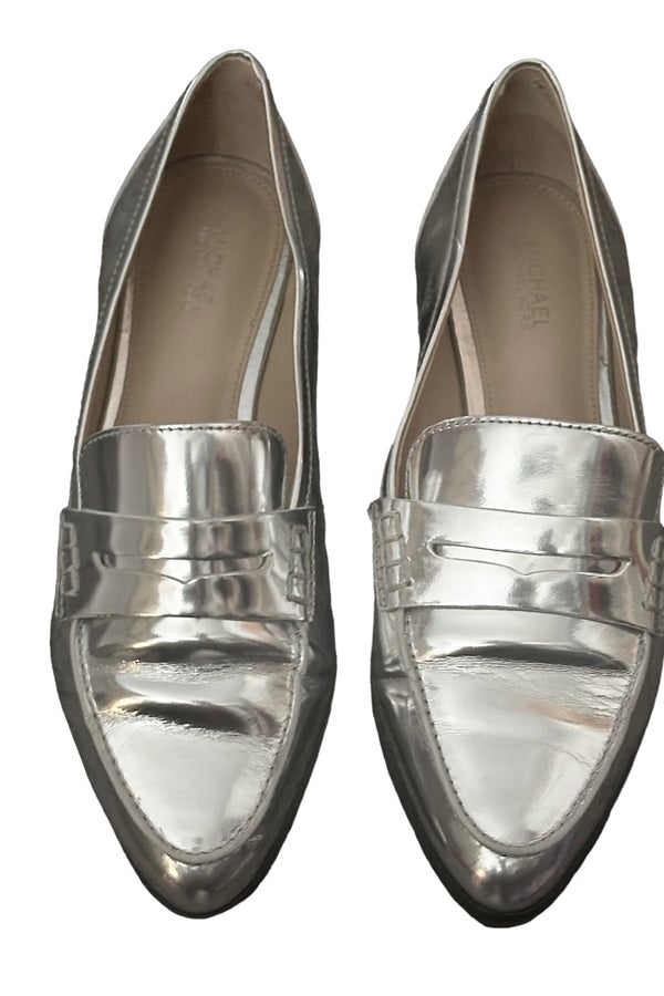 Michael kors silver loafers on sale
