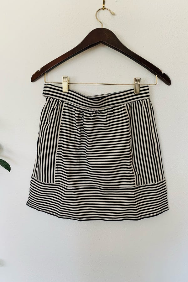 Madewell Black and White Stripe Mini Skirt | Nuuly Thrift