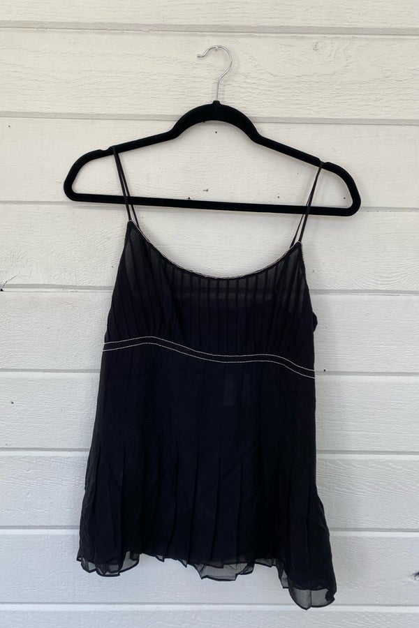 Black Beaded Silk Tank