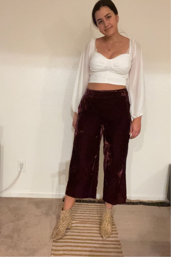 Madewell velvet wide leg pants, size 